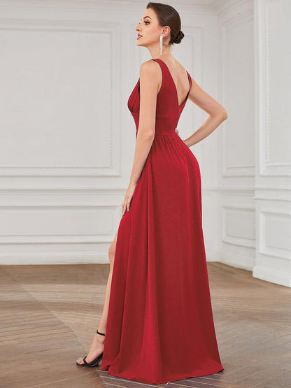 Maite | Vestido Largo Plisado con Talle Ceñido
