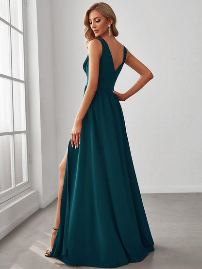 Maite | Vestido Largo Plisado con Talle Ceñido