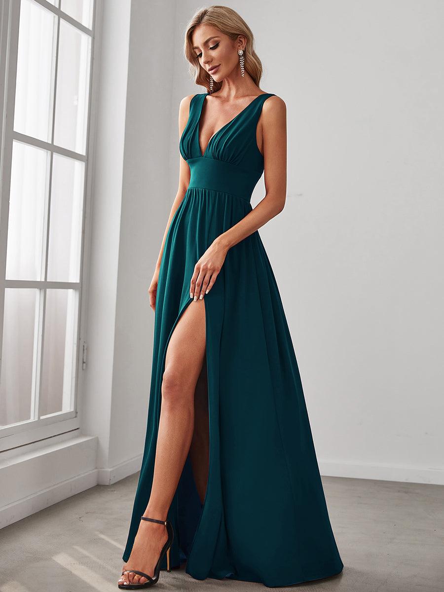 Maite | Vestido Largo Plisado con Talle Ceñido