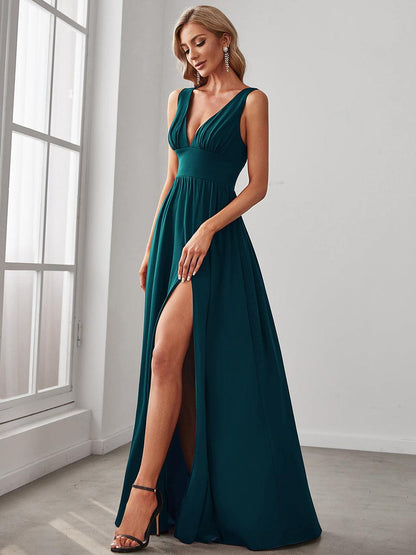 Maite | Vestido Largo Plisado con Talle Ceñido