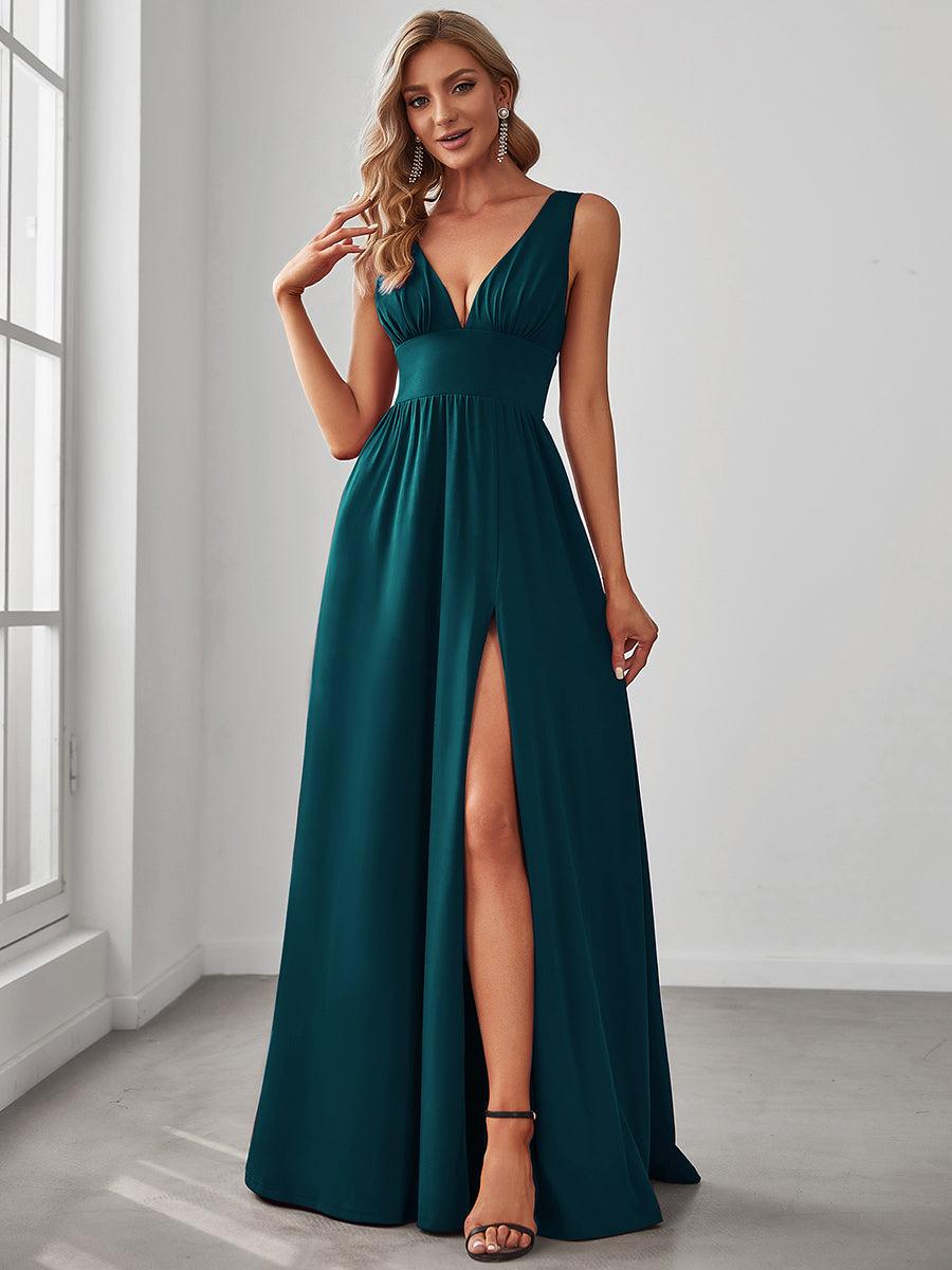 Maite | Vestido Largo Plisado con Talle Ceñido