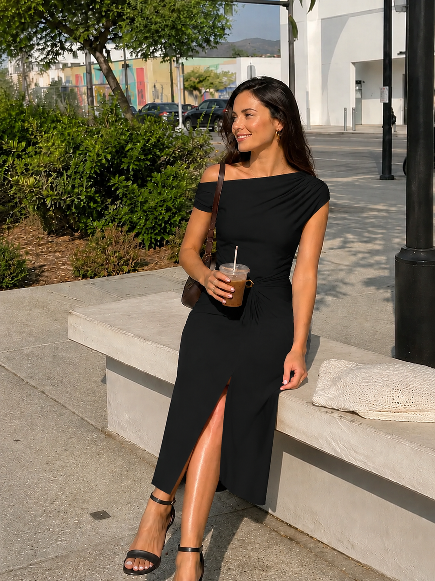 Knit Off-the-shoulder Sleeve Bodycon Wedding Guest Dress
