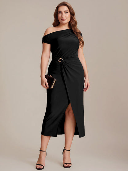 Knit Off-the-shoulder Sleeve Bodycon Wedding Guest Dress