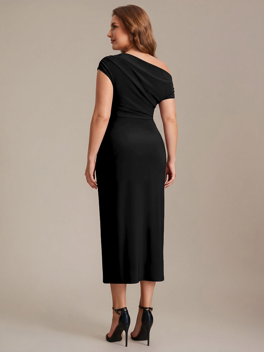 Knit Off-the-shoulder Sleeve Bodycon Wedding Guest Dress