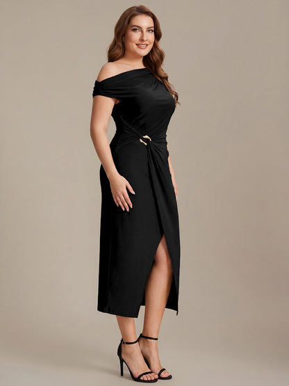 Knit Off-the-shoulder Sleeve Bodycon Wedding Guest Dress