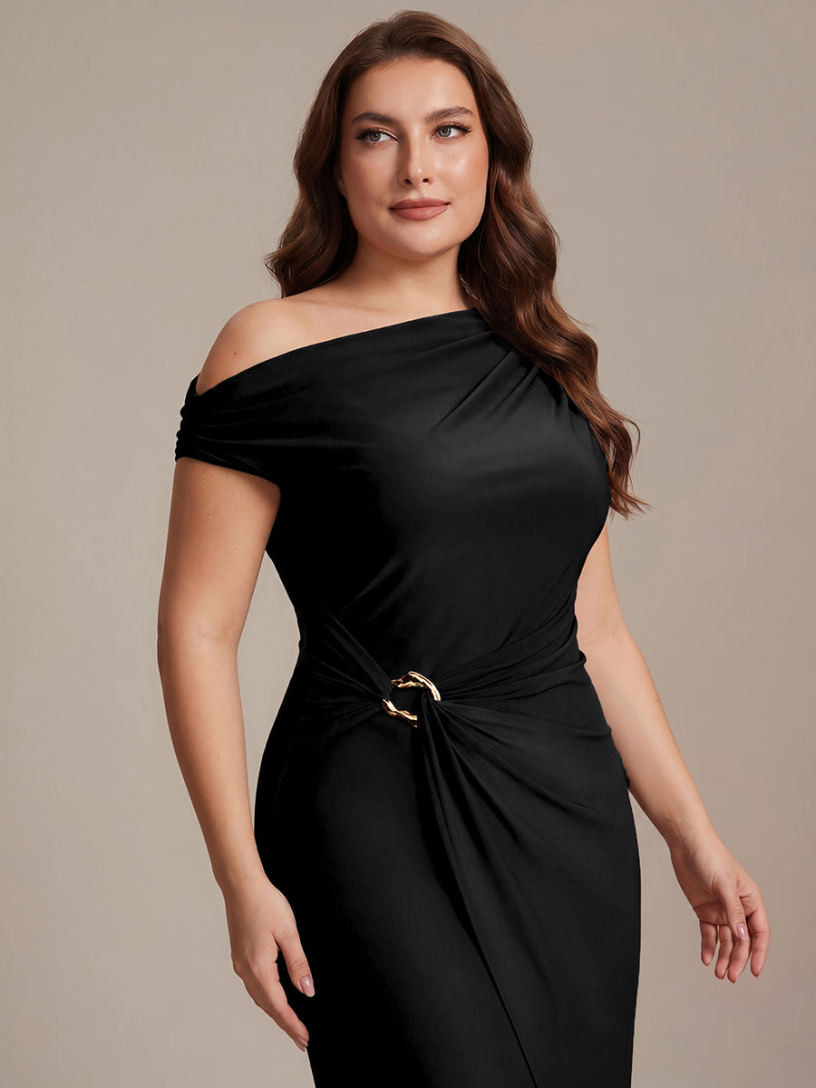 Knit Off-the-shoulder Sleeve Bodycon Wedding Guest Dress