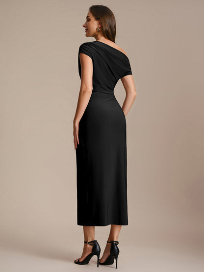 Knit Off-the-shoulder Sleeve Bodycon Wedding Guest Dress
