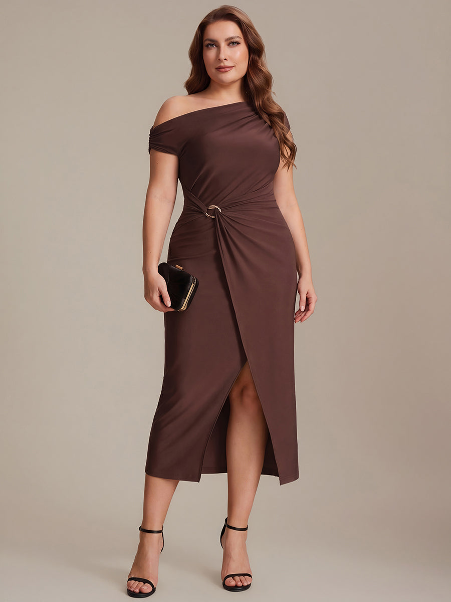 Knit Off-the-shoulder Sleeve Bodycon Wedding Guest Dress