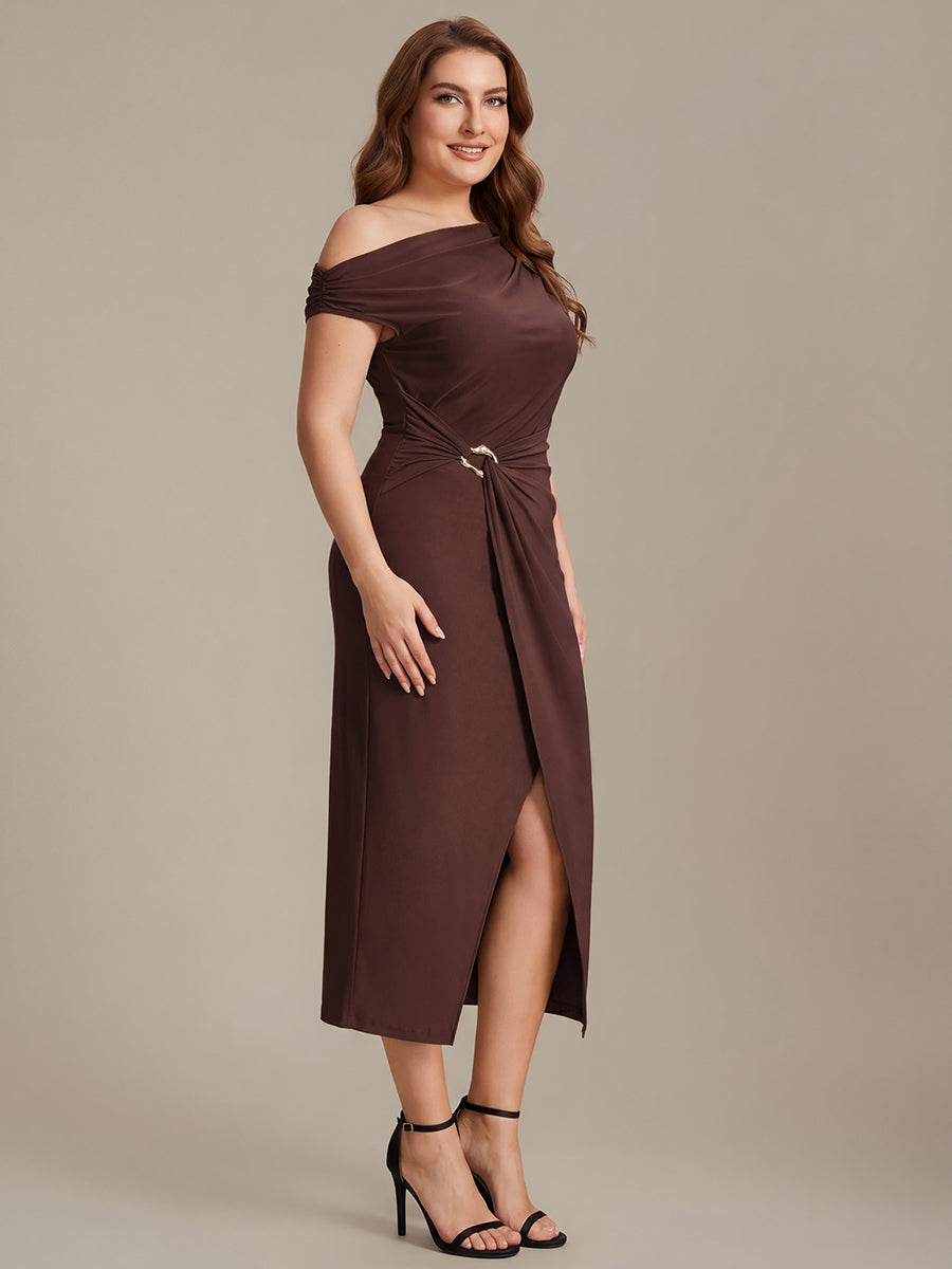 Knit Off-the-shoulder Sleeve Bodycon Wedding Guest Dress