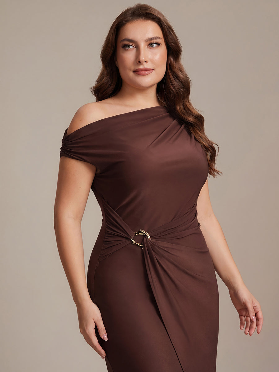 Knit Off-the-shoulder Sleeve Bodycon Wedding Guest Dress