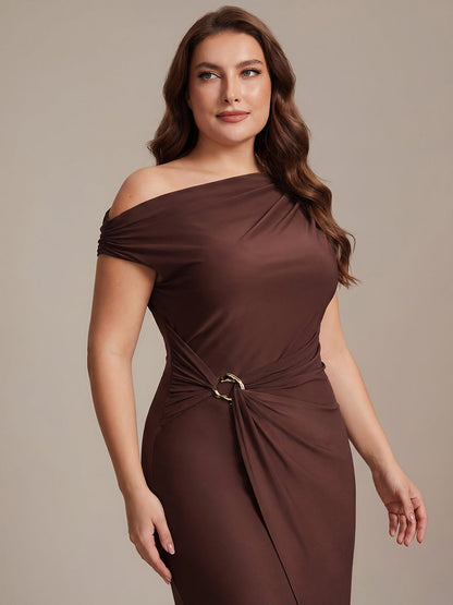Knit Off-the-shoulder Sleeve Bodycon Wedding Guest Dress