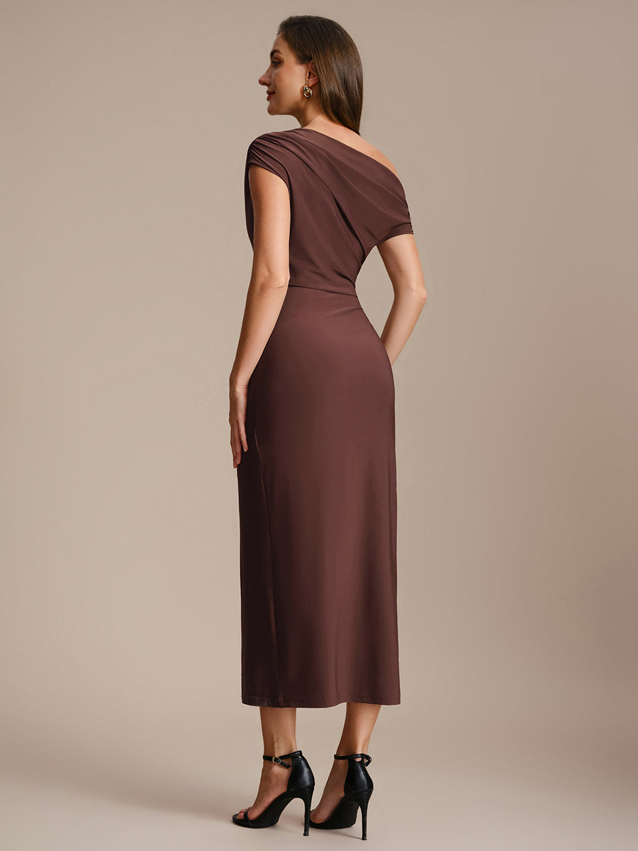 Knit Off-the-shoulder Sleeve Bodycon Wedding Guest Dress