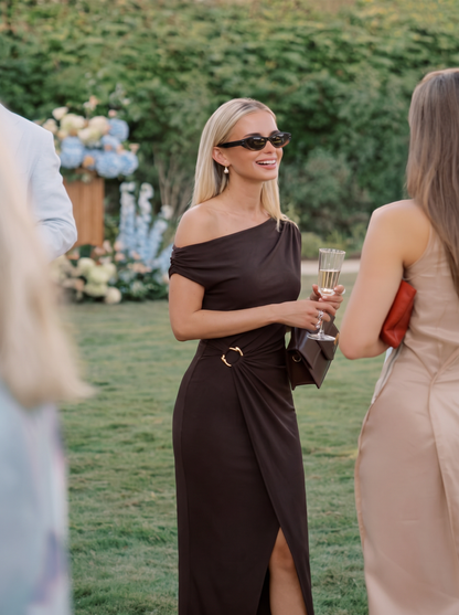 Knit Off-the-shoulder Sleeve Bodycon Wedding Guest Dress