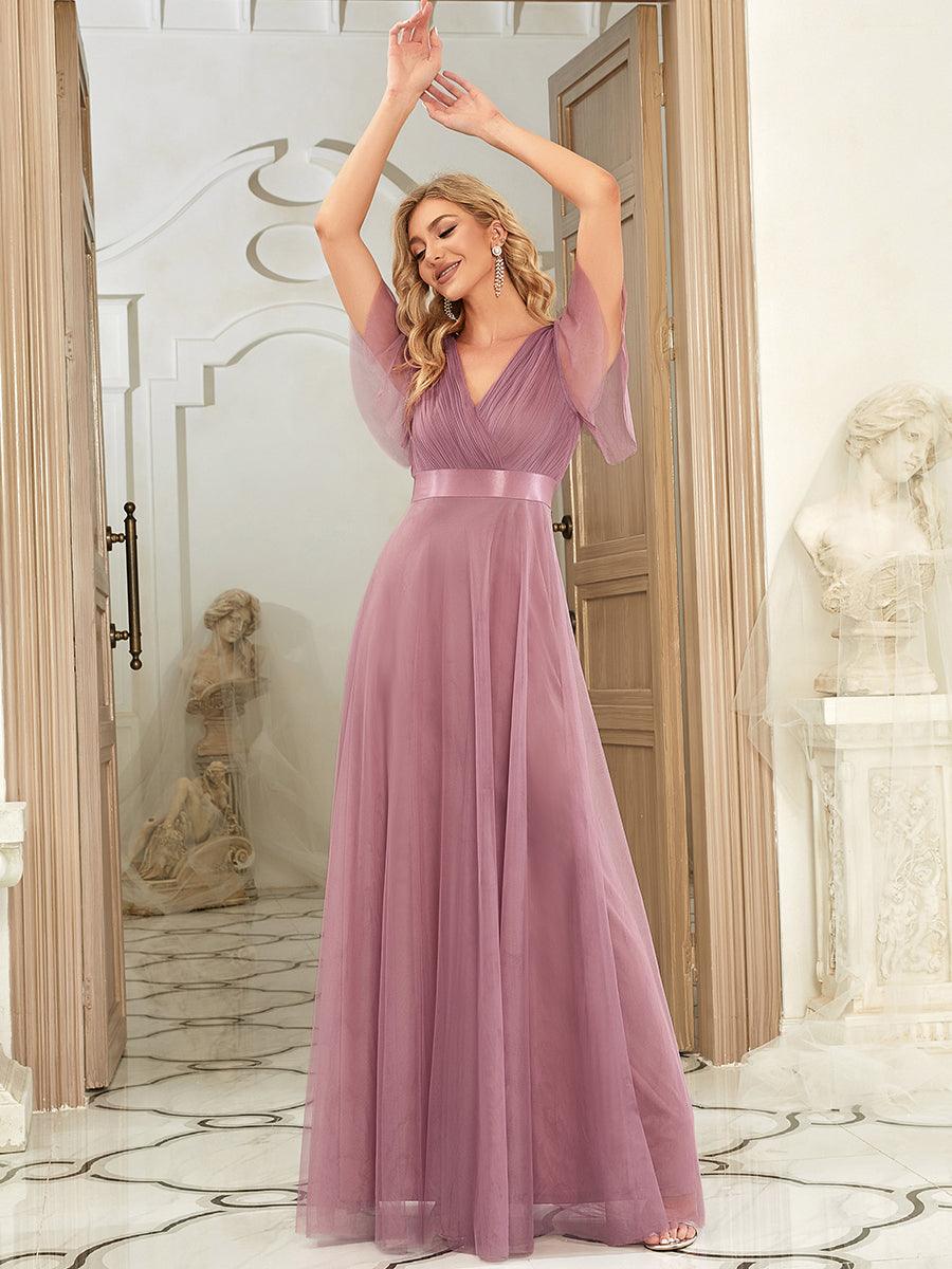 Fátima | Vestido Largo de Talle Imperio con Manga Mariposa