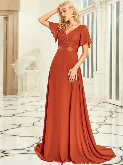 Mónica | Vestido Largo de Gasa con Talle Imperio