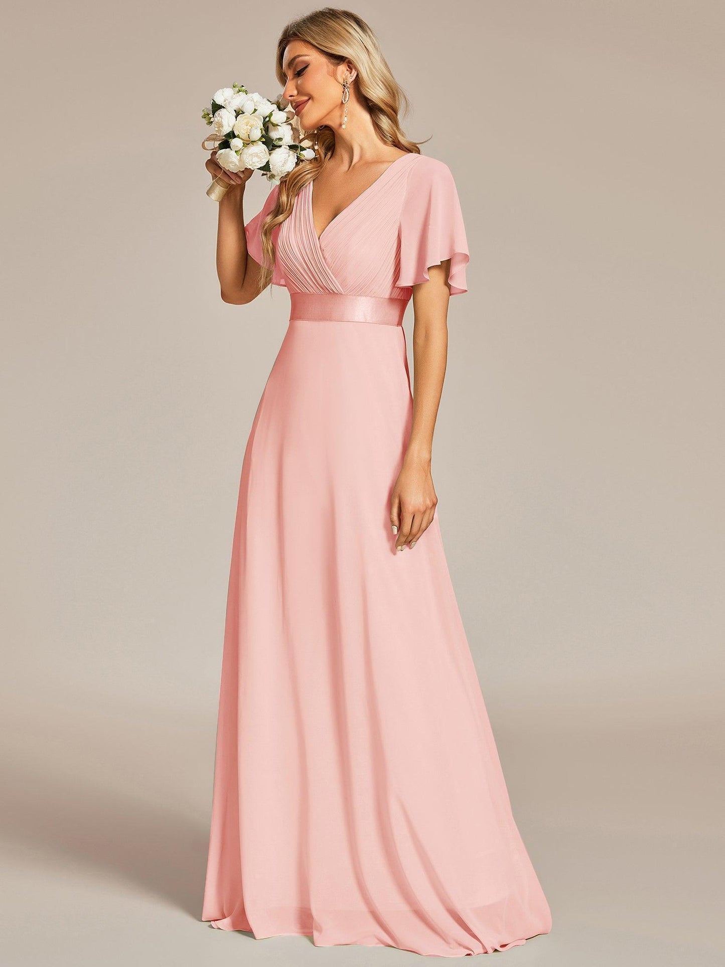 Mónica | Vestido Largo de Gasa con Talle Imperio