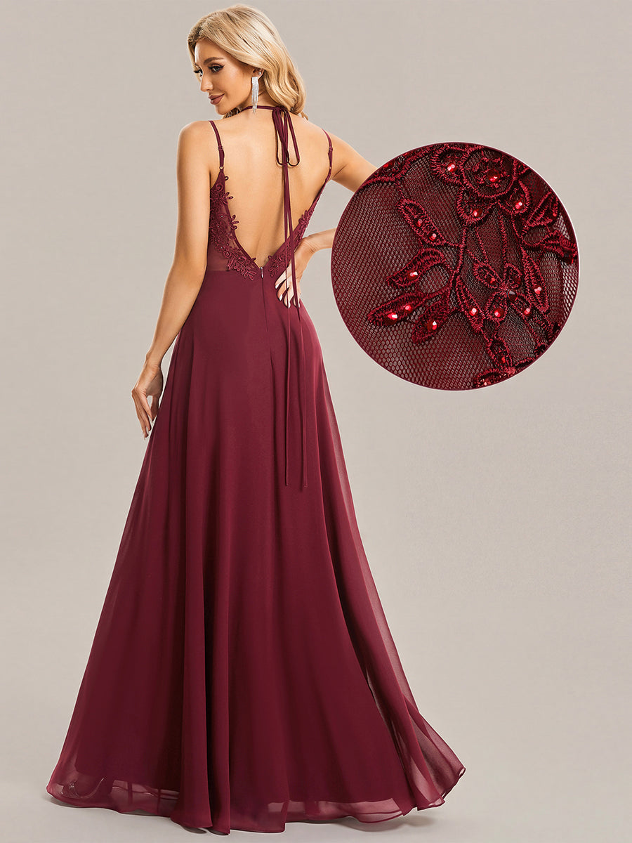 Belén | Vestido Largo de Gasa y Encaje con Espalda Descubierta