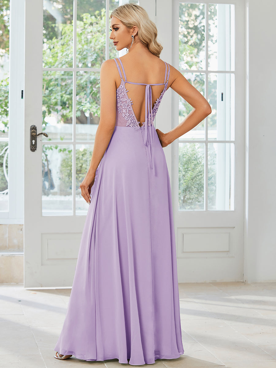Belén | Vestido Largo de Gasa y Encaje con Espalda Descubierta