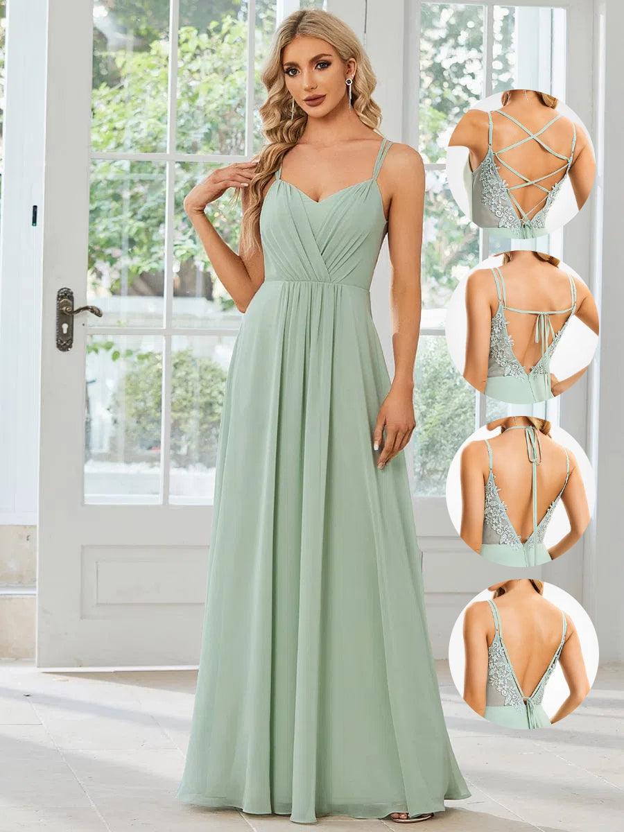 Belén | Vestido Largo de Gasa y Encaje con Espalda Descubierta