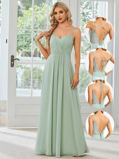 Belén | Vestido Largo de Gasa y Encaje con Espalda Descubierta