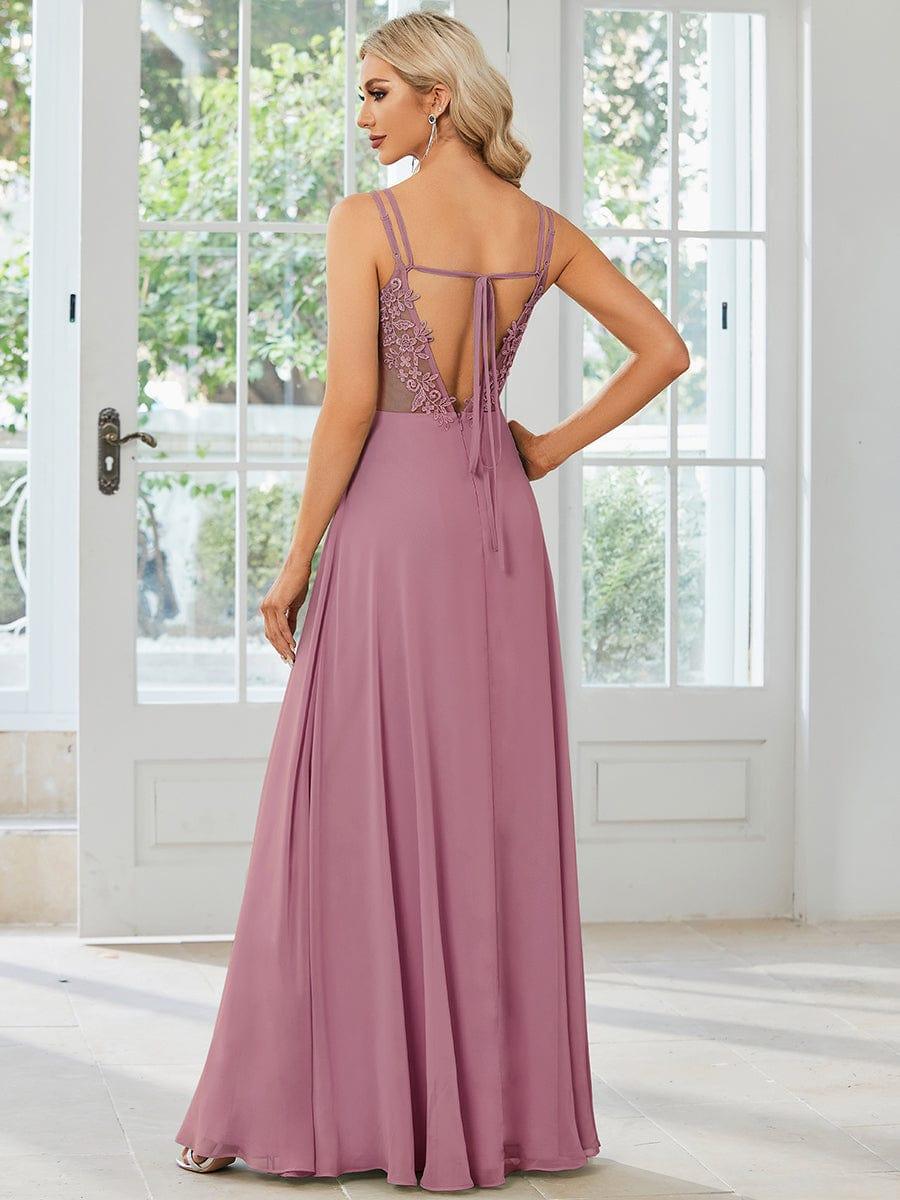 Belén | Vestido Largo de Gasa y Encaje con Espalda Descubierta