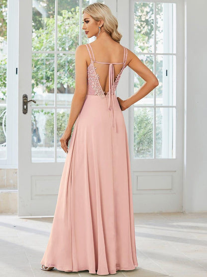 Belén | Vestido Largo de Gasa y Encaje con Espalda Descubierta