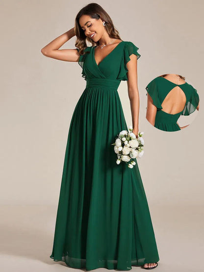 Casilda | Vestido Largo de Gasa con Espalda Abierta