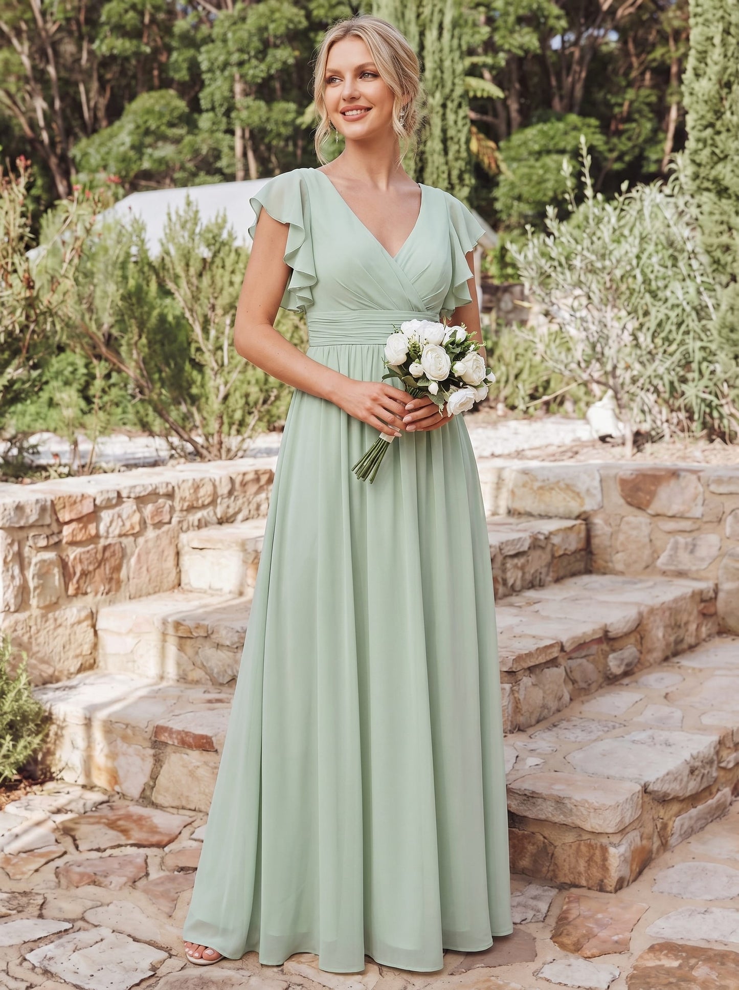 Casilda | Vestido Largo de Gasa con Espalda Abierta