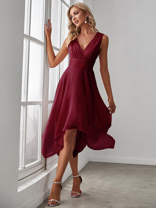 Aroa | Vestido Largo de Gasa con Bajo Asimétrico