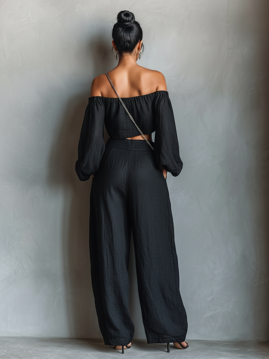 Clara | Conjunto de Lino con Palabra de Honor y Pernera Ancha