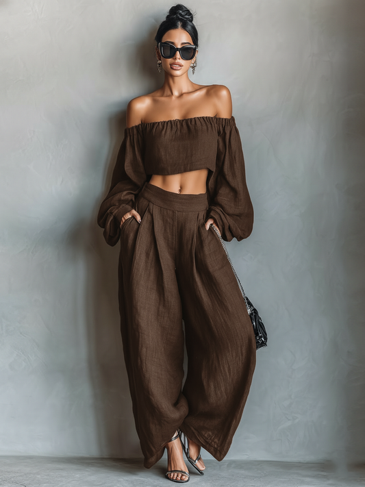 Clara | Linen Strapless Wide Leg Set