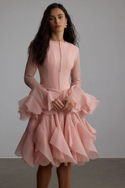 Vestido midi de manga larga, cuerpo entero