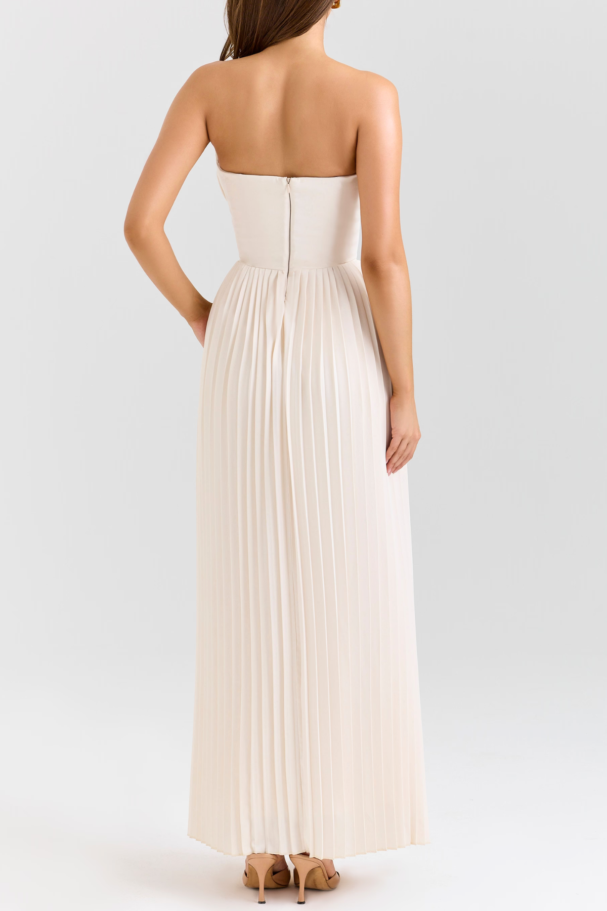 Nagore | Vestido Largo Palabra de Honor Plisado