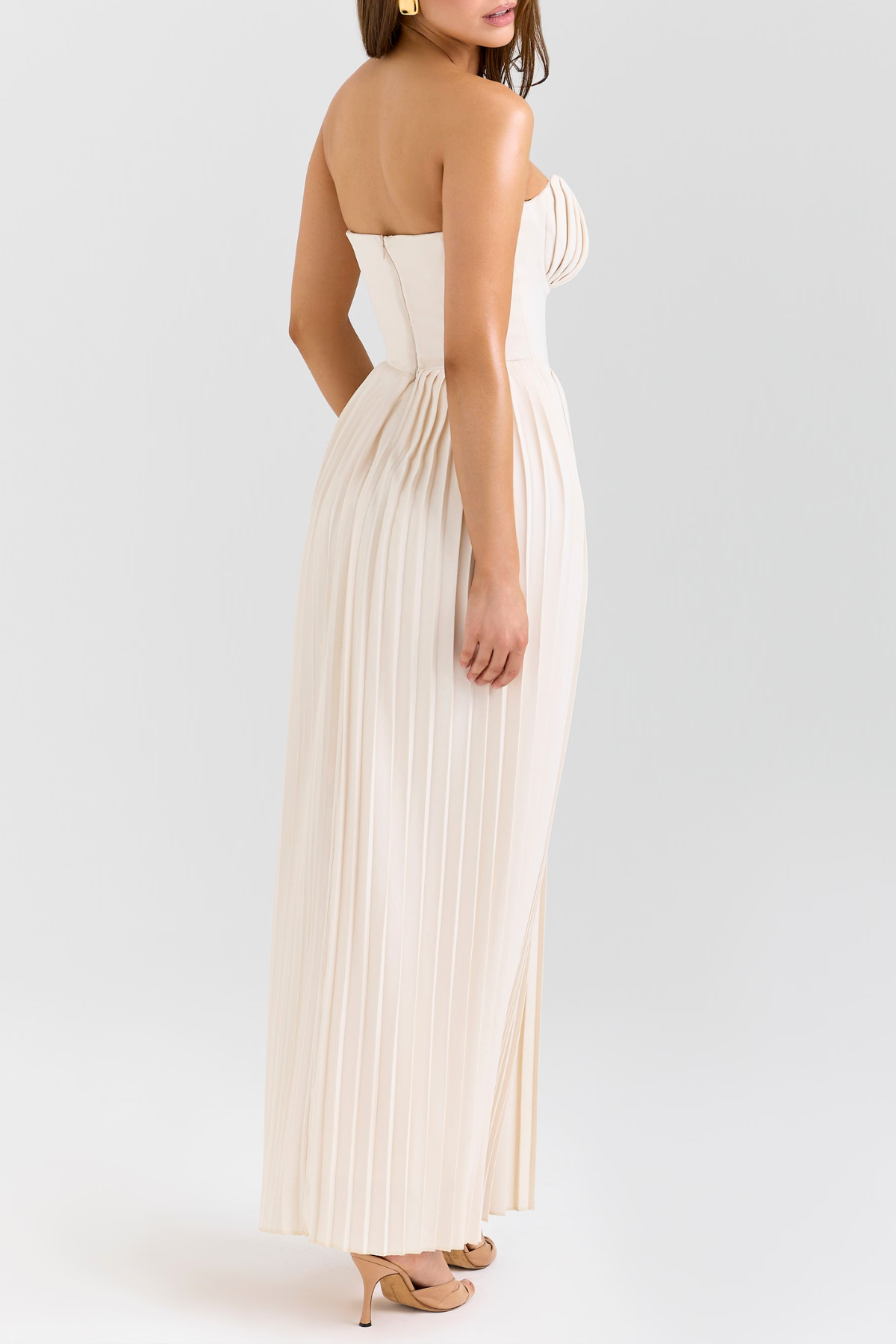 Nagore | Vestido Largo Palabra de Honor Plisado
