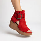 Macarena | Suede Wedge Sandals with Antique Buckle