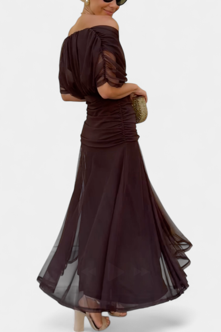 Florendra | Draped Maxi Dress with Convertible Neckline