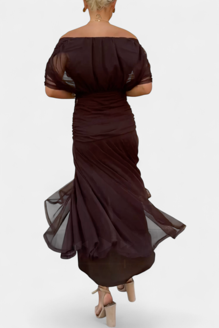 Florendra | Draped Maxi Dress with Convertible Neckline