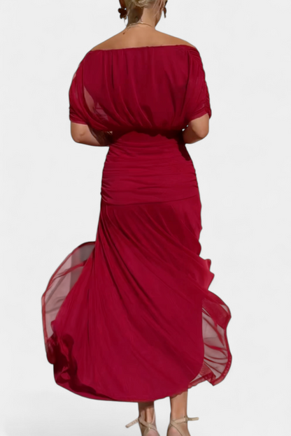 Florendra | Draped Maxi Dress with Convertible Neckline