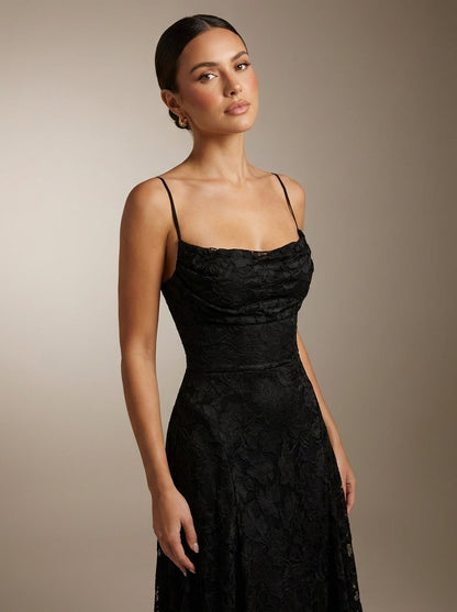 Rita | Vestido Largo Floral con Escote Drapeado
