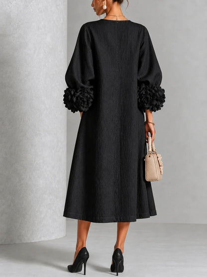 Rose | Floral Button-down Midi Dress With Striking Floral Cuffs