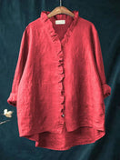 Cloe | Linen Ruffled Oversized Blouse