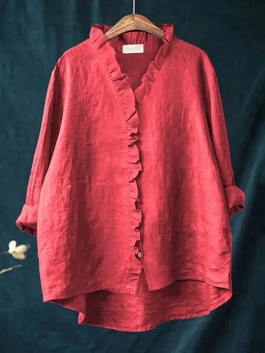 Cloe | Linen Ruffled Oversized Blouse