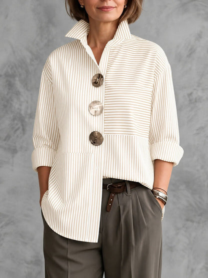 Amparo | Camisa Oversize de Rayas con Botones Grandes