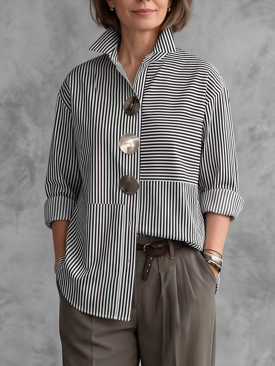 Amparo | Camisa Oversize de Rayas con Botones Grandes