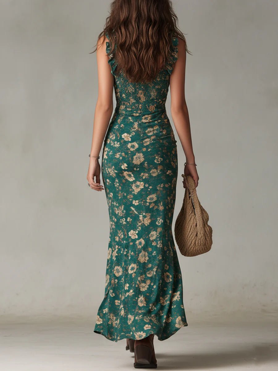 Giselle | Bohemian Printed Maxi Dress with Ruffled Sleeves