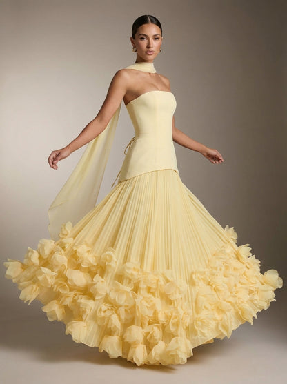 Serafina | Vestido Largo con Aplicaciones Florales