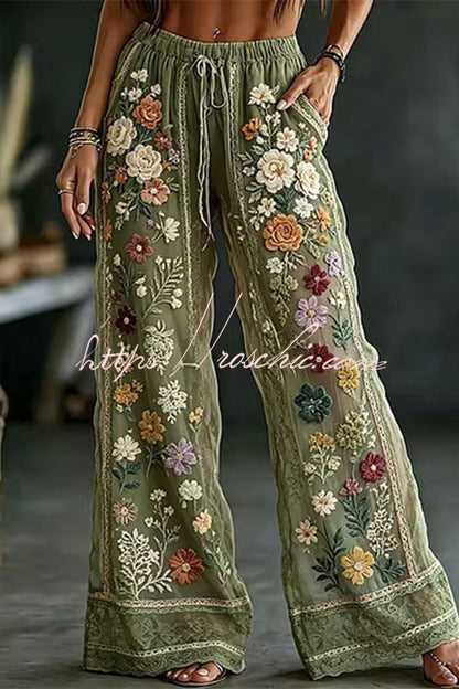 Halloween Dark-themed Printed Wide-Leg Pants