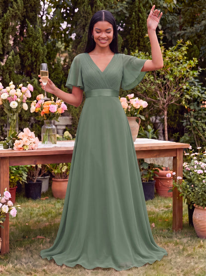 Mónica | Vestido Largo de Gasa con Talle Imperio