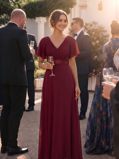 Mónica | Vestido Largo de Gasa con Talle Imperio