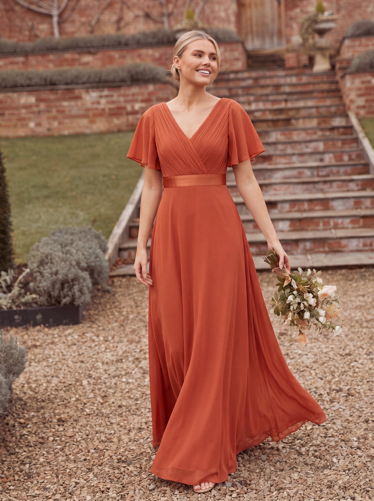 Mónica | Vestido Largo de Gasa con Talle Imperio
